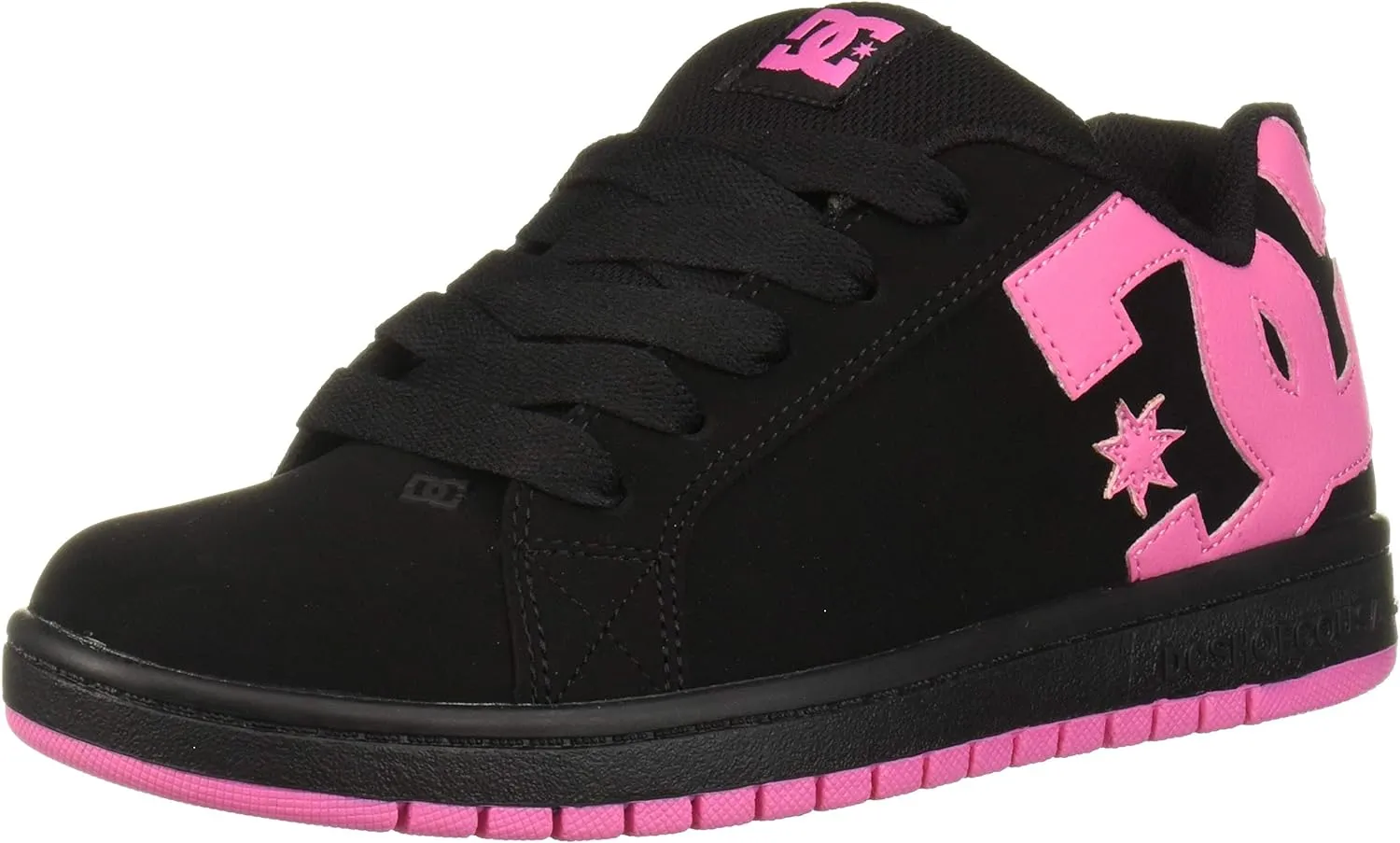 DC boys Court Graffik Youth Low Top Skate Shoe, Black/Pink, 2.5 Little Kid US