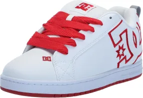 DC Men's Court Graffik Casual Low Top Skate Shoe Sneaker, White/Red/Grey, 14
