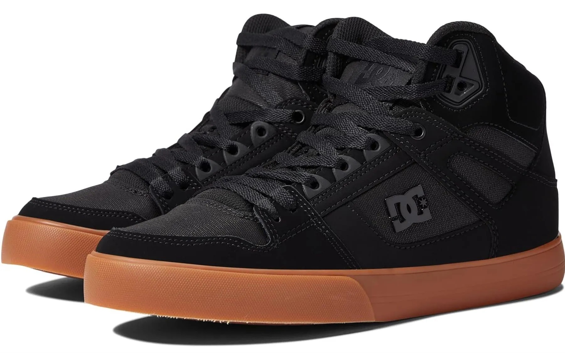 DC Pure High Top Black Gum Mens Leather Skate Trainers