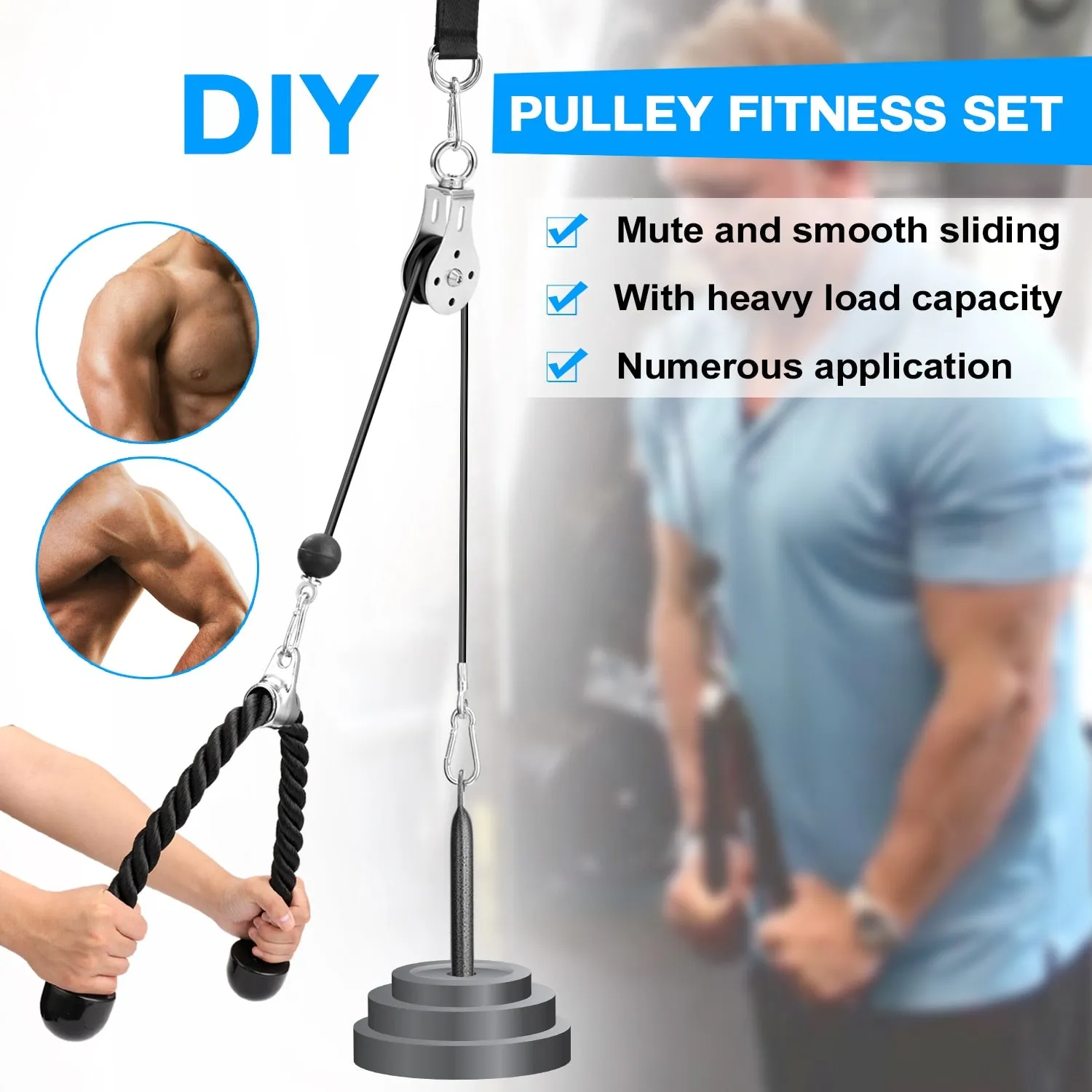 Home Gym Fitness DIY Pulley Cable Machine Attachment System