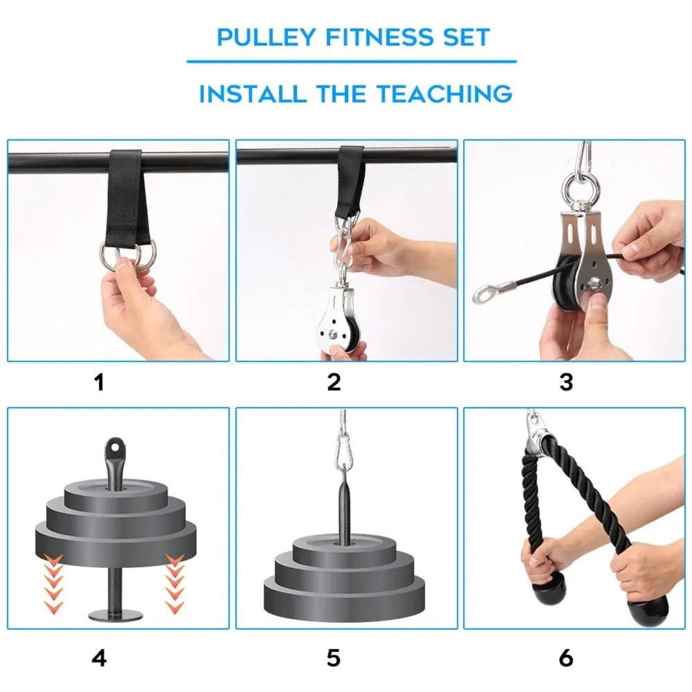 Home Gym Fitness DIY Pulley Cable Machine Attachment System