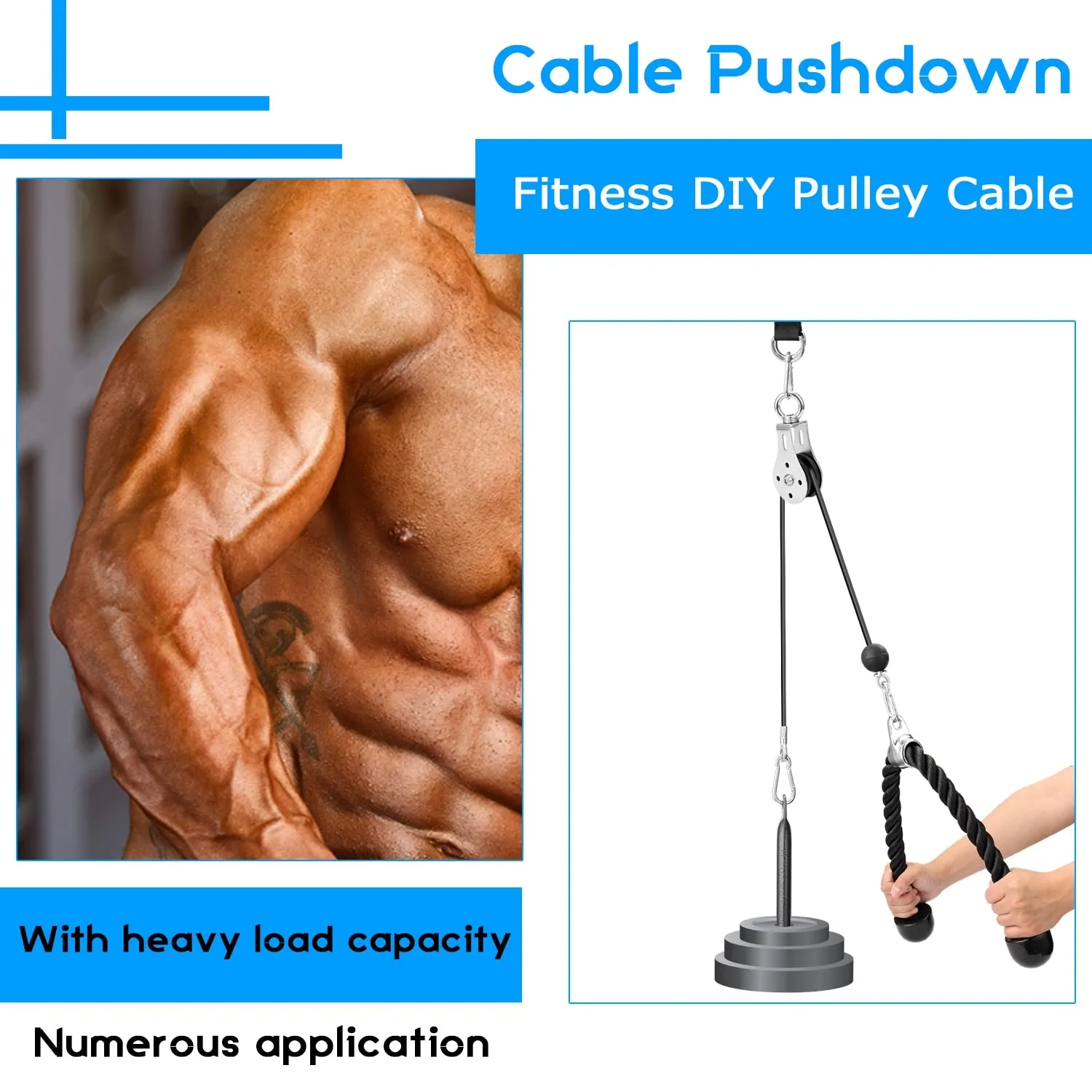 Home Gym Fitness DIY Pulley Cable Machine Attachment System
