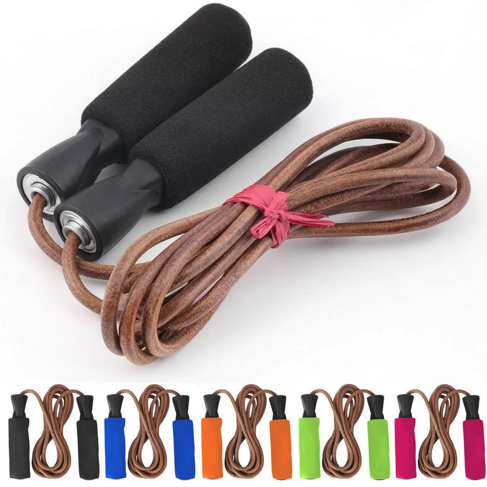 Leather Skipping Jump Rope - Pink