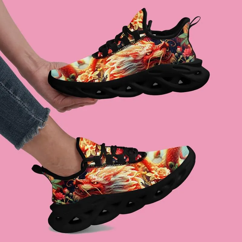 Mens Dragon Running Shoes Breathable Cushion Non Slip Outdoor Sports Walking Sneaker Tennis Jogging Training Tennis Shoes