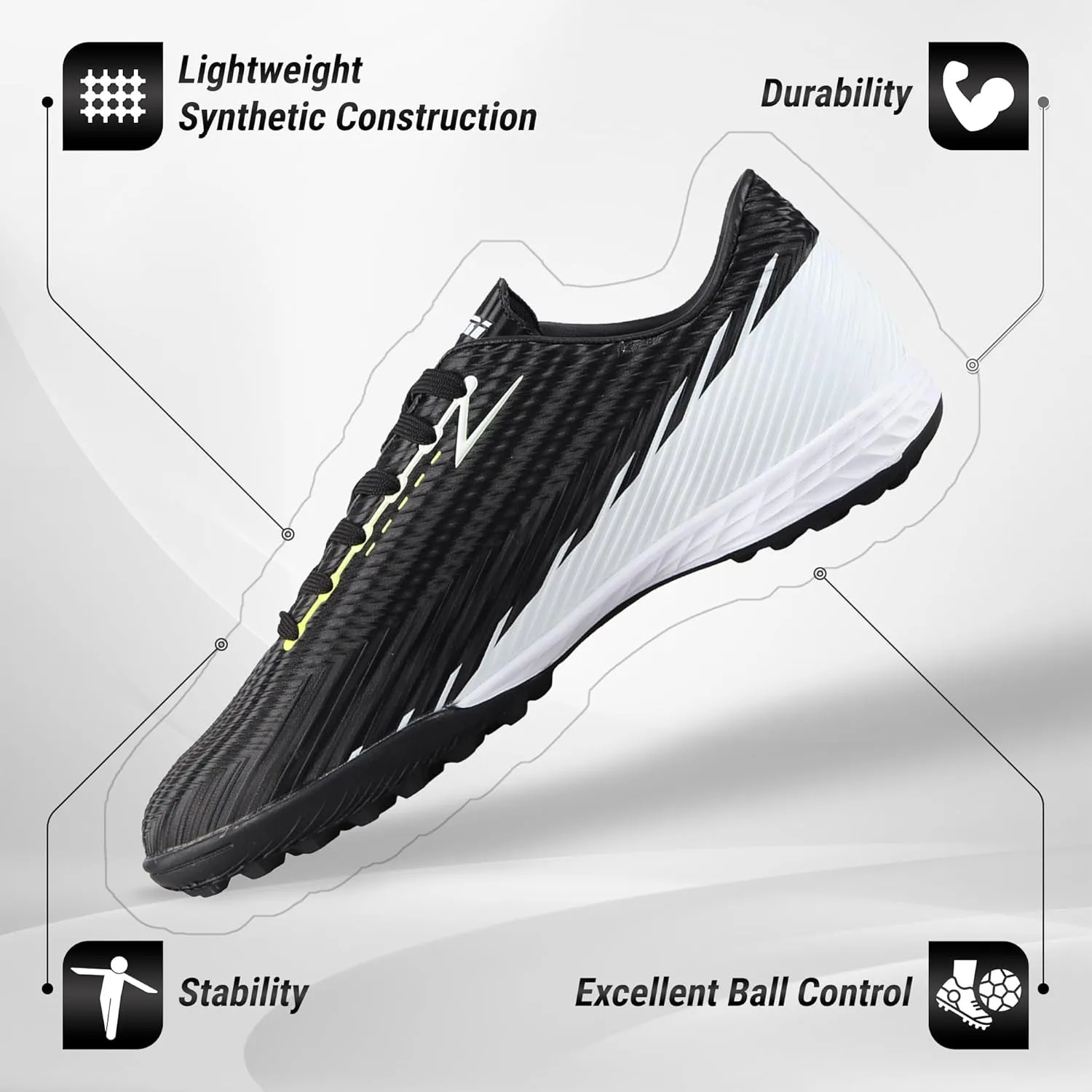 Vizari Tesoro Turf Soccer Shoes for Boys and Girls| Athletic Turf Shoes with Durable Synthetic Upper | Youth Football Turf Shoes with Molded Rubber Oursole | Superior Traction on Turf Ground