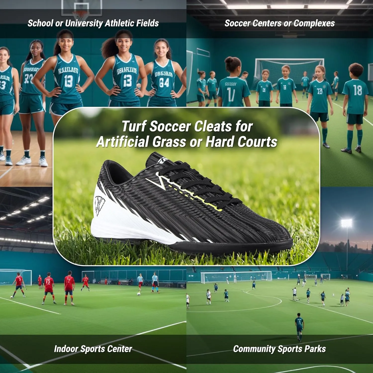 Vizari Tesoro Turf Soccer Shoes for Boys and Girls| Athletic Turf Shoes with Durable Synthetic Upper | Youth Football Turf Shoes with Molded Rubber Oursole | Superior Traction on Turf Ground