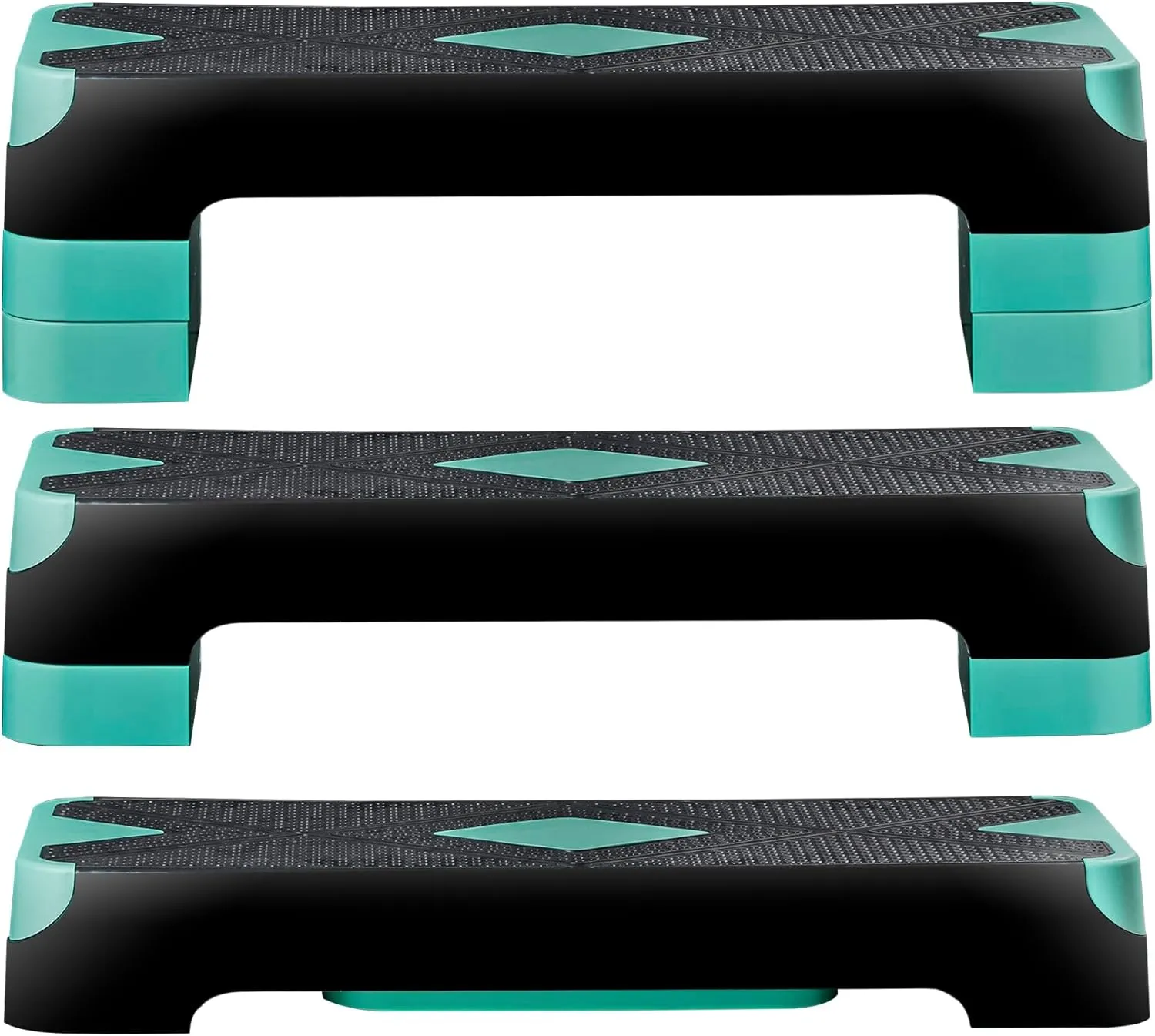 ZENY™ 26.5" Adjustable Workout Aerobic Stepper in Fitness & Exercise Step Platform Trainer Stepper w/Risers Adjust 4" - 6" - 8", Green